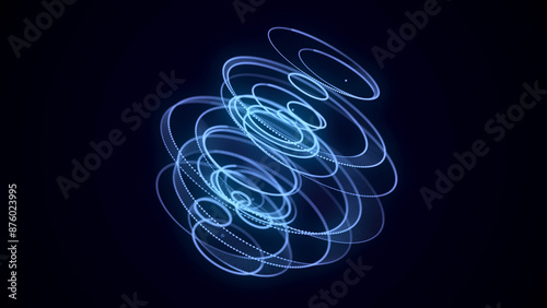 Blue sphere consisting of points and lines. Modern wireframe elements. Technology grid sphere. 3d rendering.