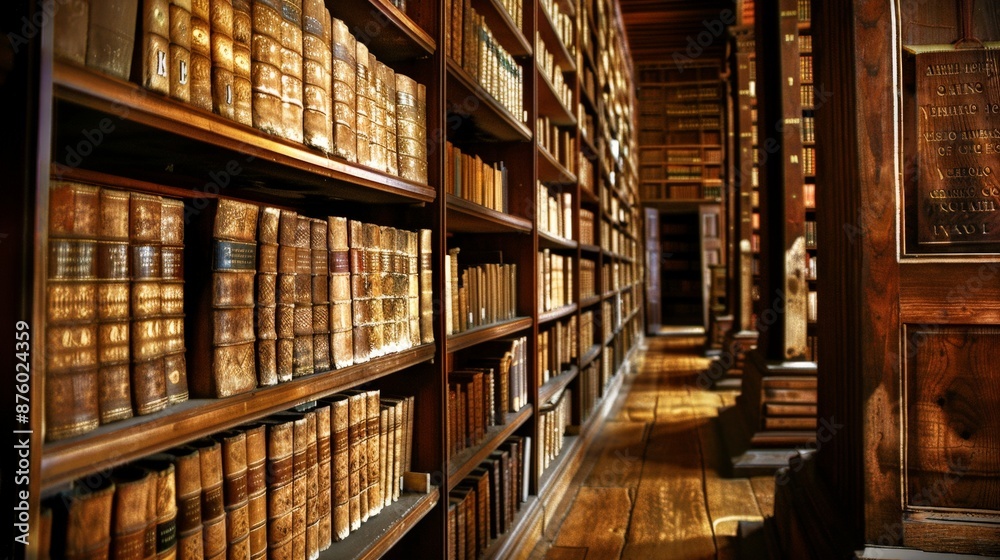 Focused Library Shelves in a Modern Setting Focused Library Shelves in a Modern Setting