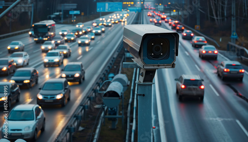 Modern surveillance cameras monitor violations on the highway and speed control.