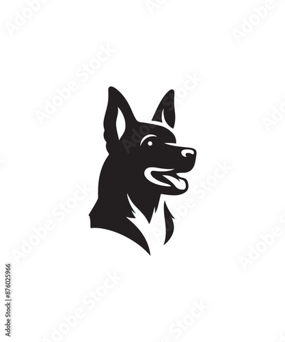 Dog head silhouette vector art design.