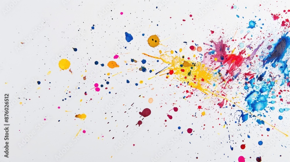 Artistic minimal color splattered paper on neat white surface Artistic minimal color splattered paper on neat white surface