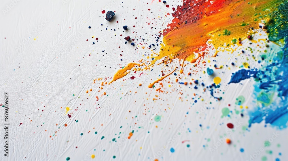 Artistic minimal color splattered paper on neat white surface Artistic minimal color splattered paper on neat white surface