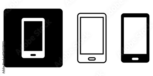 Mobile phone mockup vector illustration. Smartphone Fill and outline simple modern design