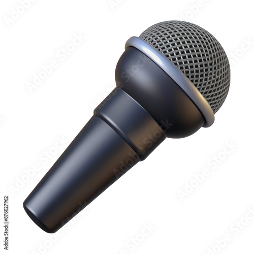 Black microphone 3d isolated on transparent background