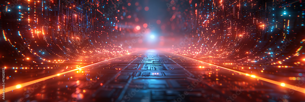 Fototapeta premium Futuristic AI Canvas with Copper Neon Hue