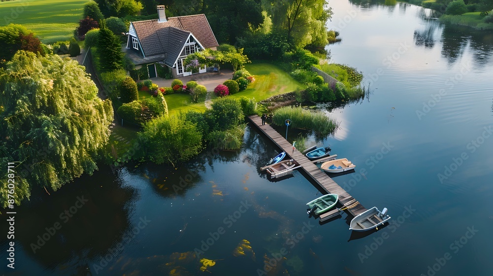 Naklejka premium A house by the river img