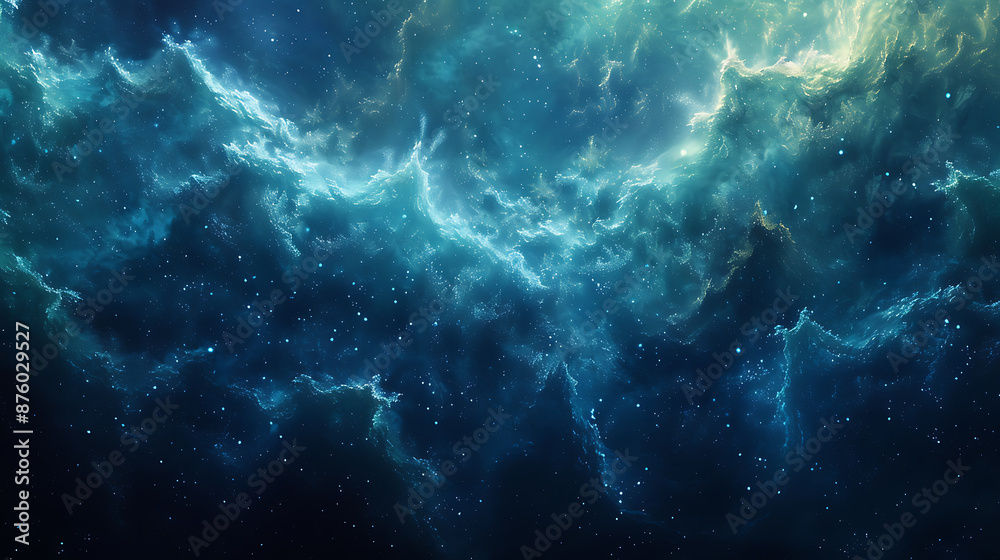 Fototapeta premium Blue-Green Abstract Canvas - Technology & Nature