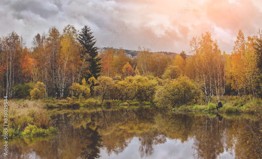 autumn landscape with fog autumn landscape with fog