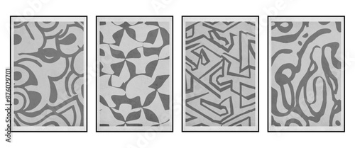 Set of 4 Abstract illustration in vintage style. For use in graphics, for wall decor. .