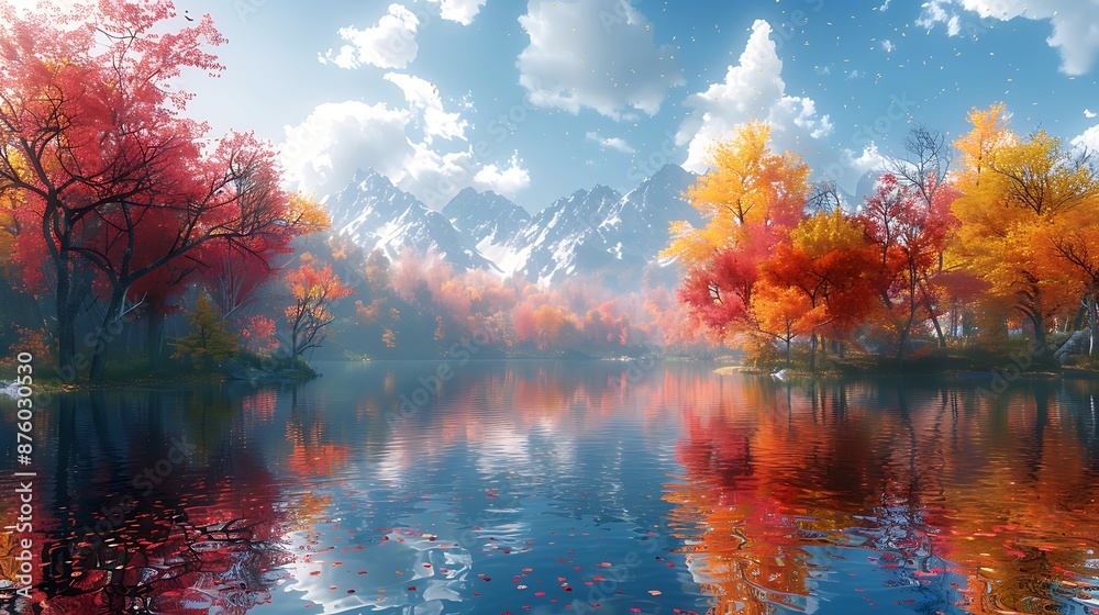 autumn trees reflected in water autumn trees reflected in water
