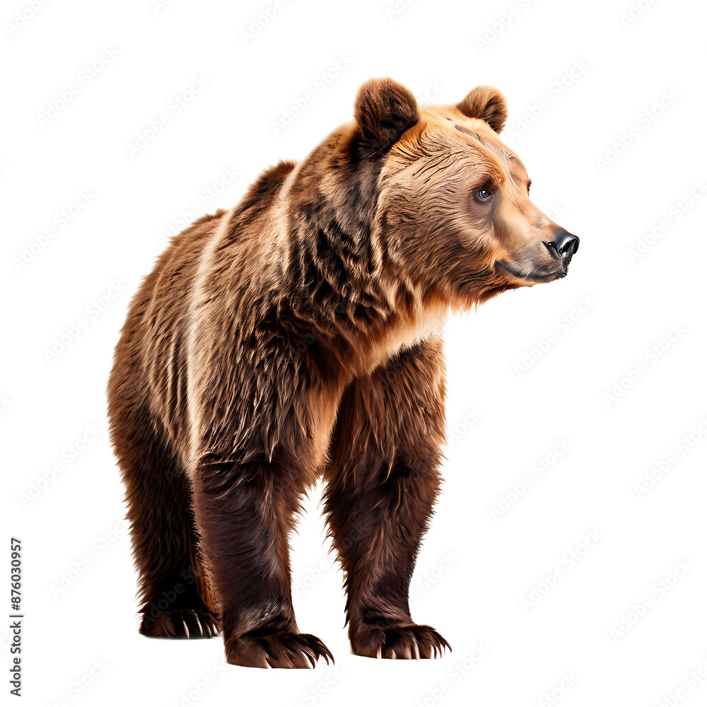 Fototapeta premium Side view of brown bear png, AI Generated