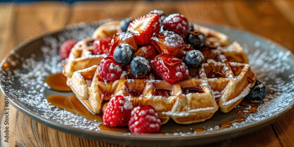 Waffles With Berries and Syrup Waffles With Berries and Syrup