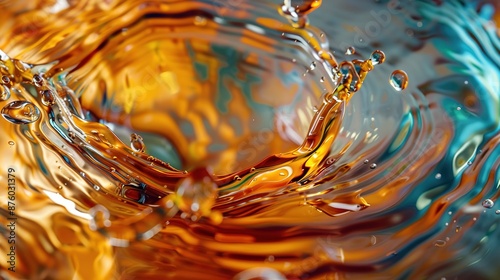 Energetic Liquid Swirls in Cocktail Mixer - Abstract Close-Up of Dynamic Movement and Texture