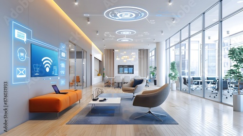 Futuristic Smart Office Technology with Voice Activated Devices and Digital Assistants