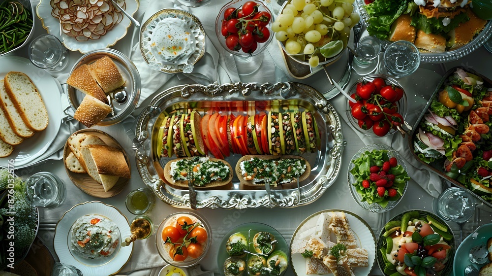 Buffet with assorted mini-sandwiches where a variety img Buffet with assorted mini-sandwiches where a variety img