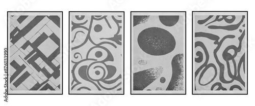 Set of 4 Abstract illustration in vintage style. For use in graphics, for wall decor. .