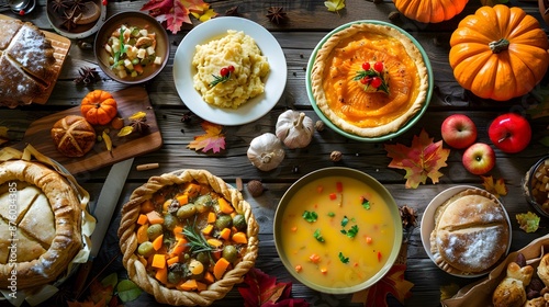 Wallpaper Mural Food on an autumn table with seasonal dishes Torontodigital.ca