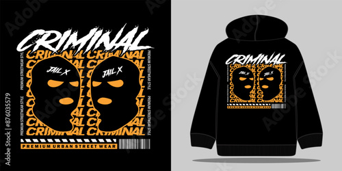 black hoodie. graphic design ready to print. vector illustration, for streetwear graphic design, hoodie, urban style design and and screen printing	