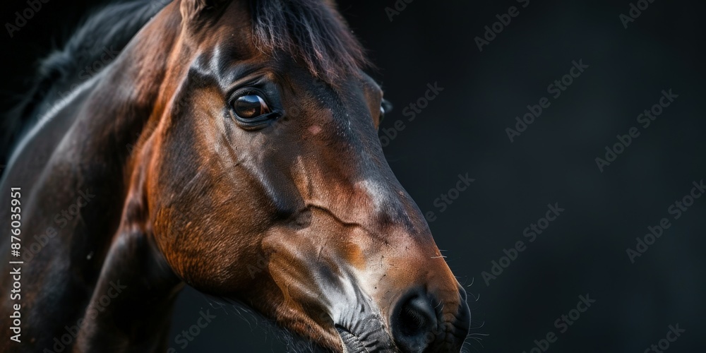 Obraz premium Close-Up of Brown Horse's Face