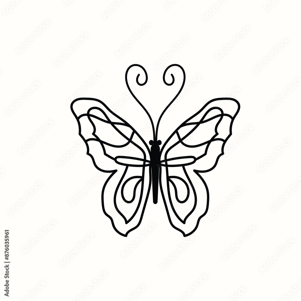 butterfly doodle silhouettes element vector, butterfly doodle silhouettes element vector,