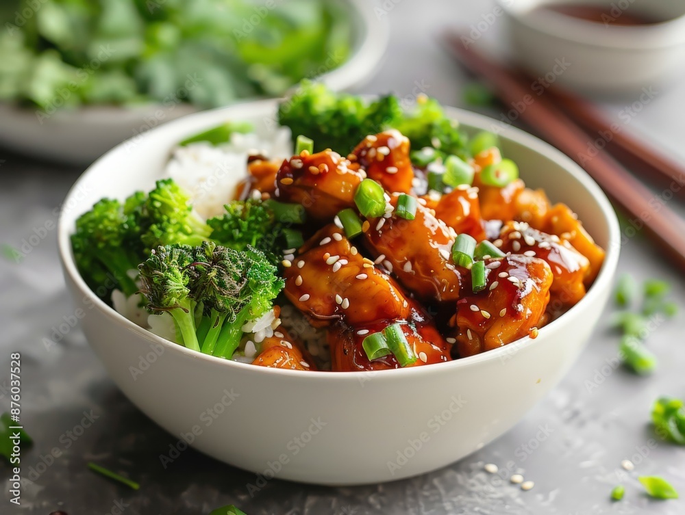 Korean Chicken Bowl With Rice and Broccoli Korean Chicken Bowl With Rice and Broccoli