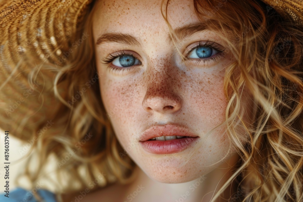 Woman With Straw Hat and Blue Eyes Woman With Straw Hat and Blue Eyes