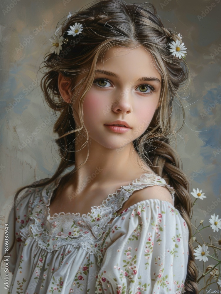 Young Girl With Flowers in Her Hair Young Girl With Flowers in Her Hair