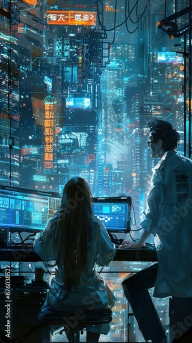 Cyberpunk Cityscape Night View