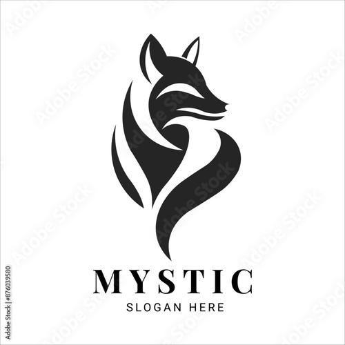 Mystical Fox Logo Vector with Captivating Black and White Design