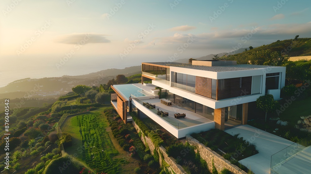 Fototapeta premium House on a hillside with a terrace img