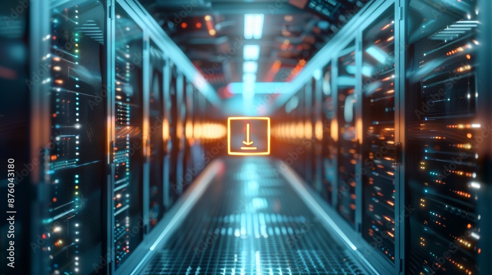 A futuristic server room with glowing lights and rows of servers. The room is lit by neon lights and has a sleek, modern design. A futuristic server room with glowing lights and rows of servers. The room is lit by neon lights and has a sleek, modern design.