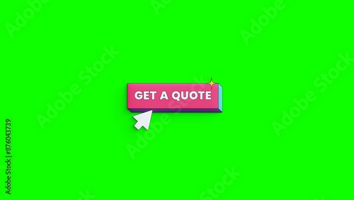 Get a quote button animation. Loop video. Alpha channel, 4k, 60fps. Call To Action Button