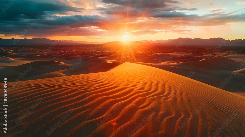 Naklejka premium Desert at sunset with long shadows img