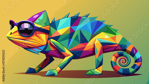 chameleon-wearing-sunglasses-on-a-solid-color-back
