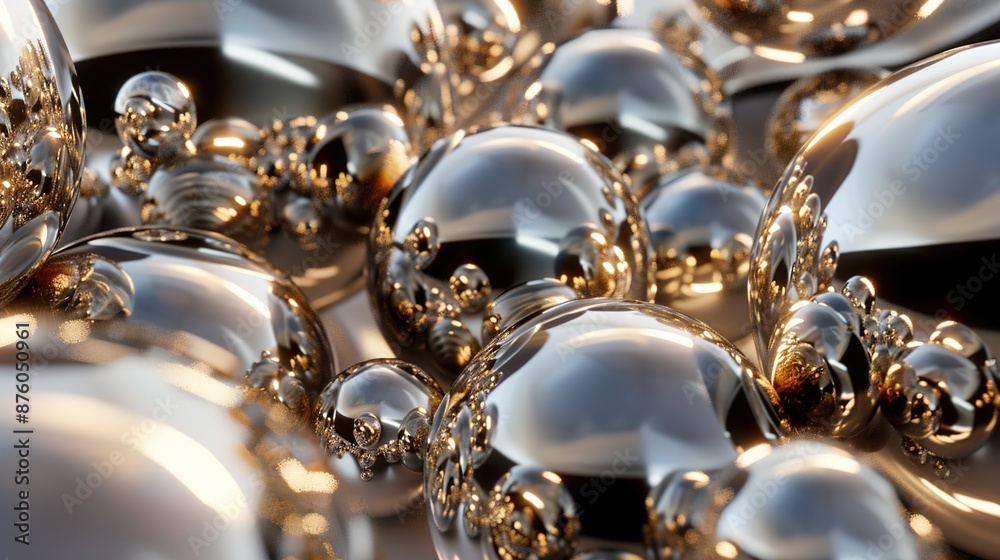 Shimmering Metallic Spheres Composition for Modern Aesthetics Shimmering Metallic Spheres Composition for Modern Aesthetics