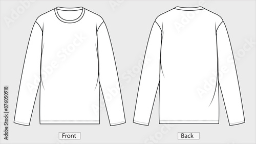 Image of long sleeved sweatshirt for men, isolate on white background. Drawing of long sleeved sweatshirt for men.