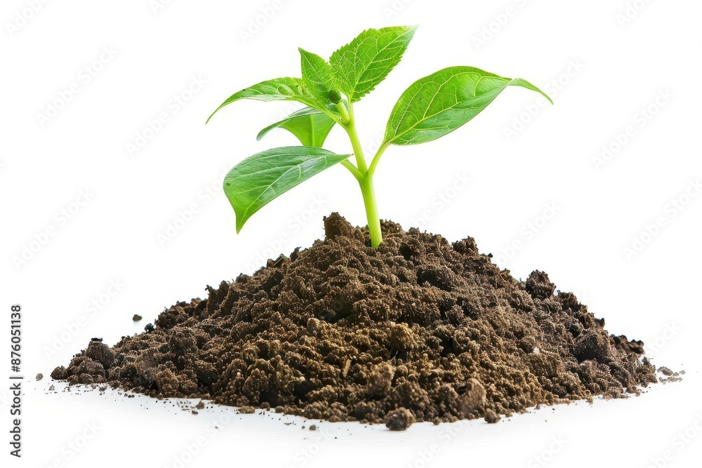 delicate seedling emerging from rich soil isolated on pure white background tender green leaves unfurl towards unseen light symbol of new beginnings growth and potential delicate seedling emerging from rich soil isolated on pure white background tender green leaves unfurl towards unseen light symbol of new beginnings growth and potential