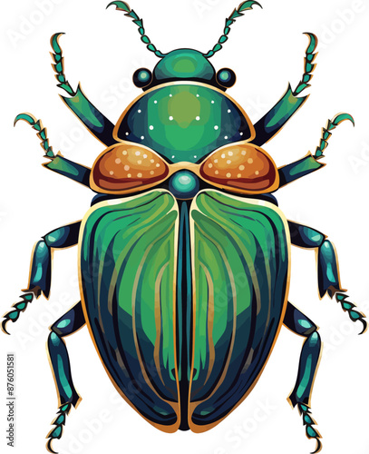 Scarab beetle top view vector isolated animal