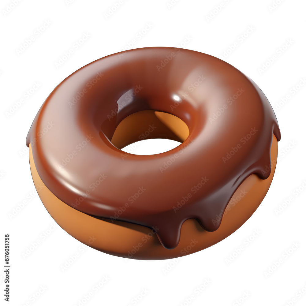 Chocolate glazed donut 3d isolated on transparent background Chocolate glazed donut 3d isolated on transparent background