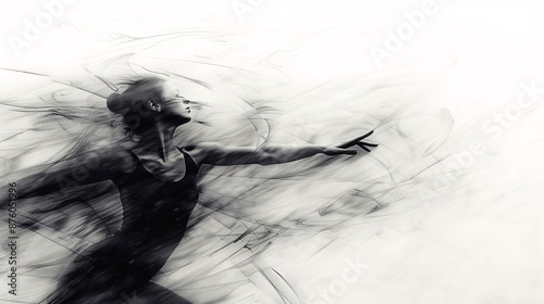 Black and white abstract art of a dancer practicing ballet