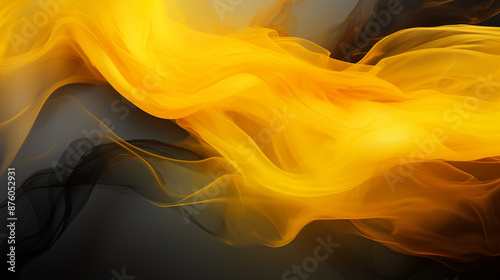 Abstract yellow and black smoke working together