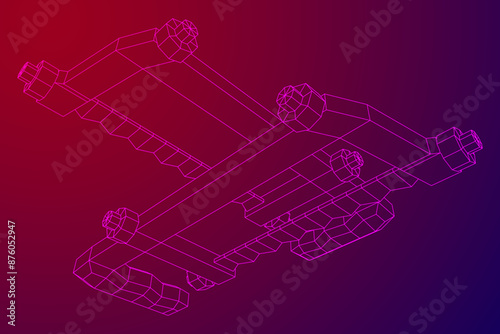 Hacksaw manual or Hand hacksaw. Wireframe low poly mesh vector illustration