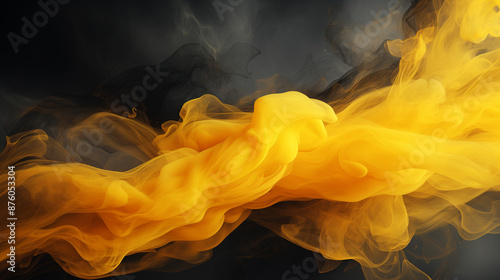 Abstract yellow and black smoke working together
