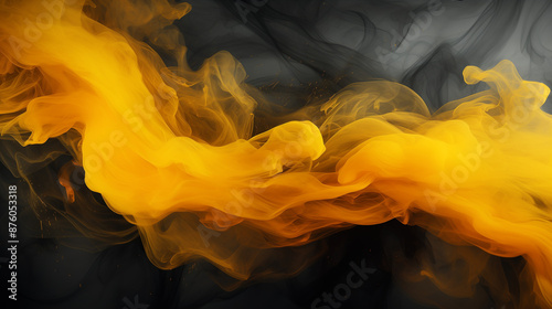 Abstract yellow and black smoke working together