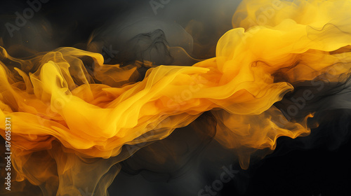 Abstract yellow and black smoke working together
