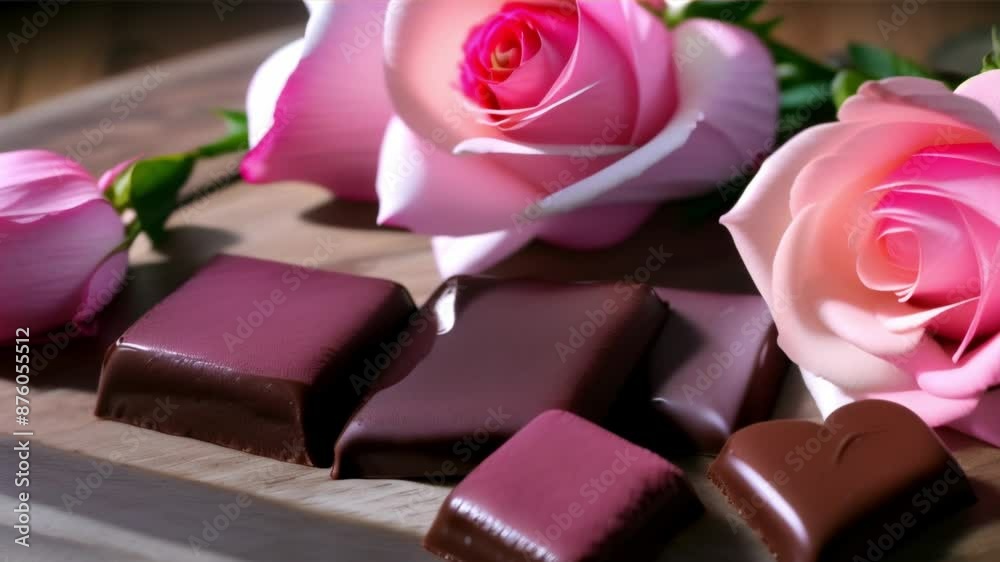pink rose and chocolate ,generative ai