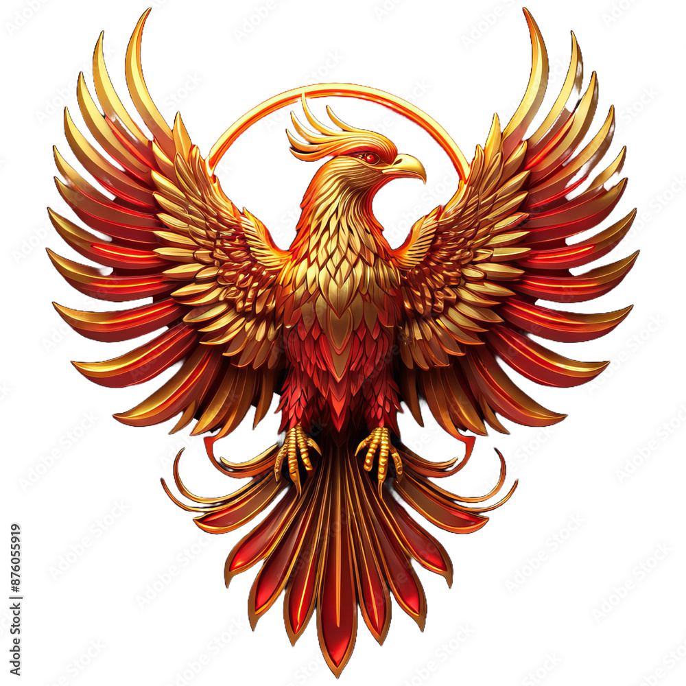 Fototapeta premium Golden Phoenix: The Rise of Garuda with Transparent Background