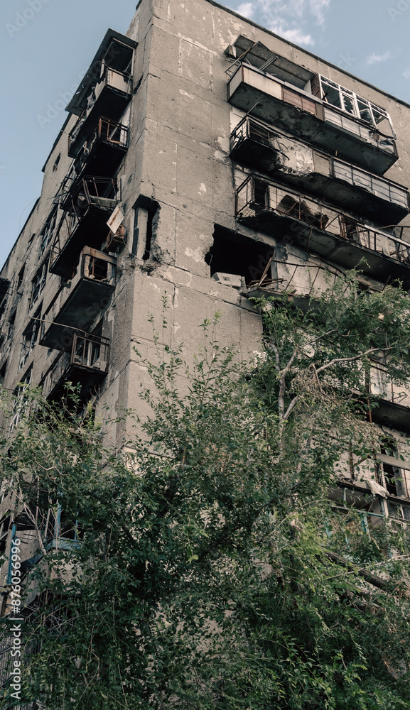 destroyed houses in a city lost in the war in Ukraine destroyed houses in a city lost in the war in Ukraine