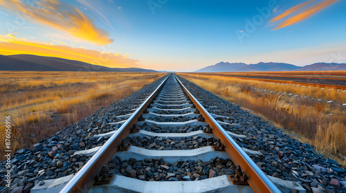 Railway Tracks at Sunset