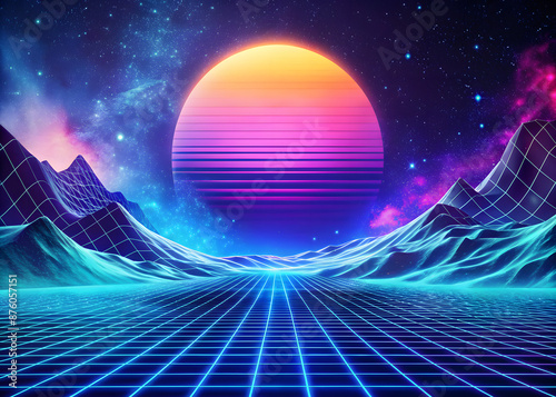 Anime Style Blue Water Wave 80s style